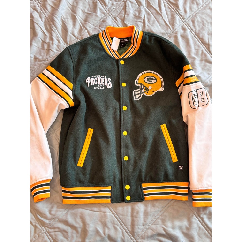 The Wild Collective Green Bay Packers Varsity Jacket Mens Size Small NFL